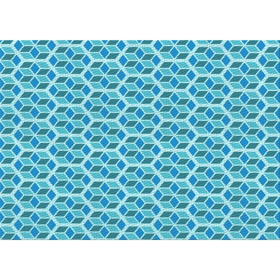 Ahgly Company Indoor Rectangle Patterned Dark Turquoise Green Area Rugs, 2' x 5'