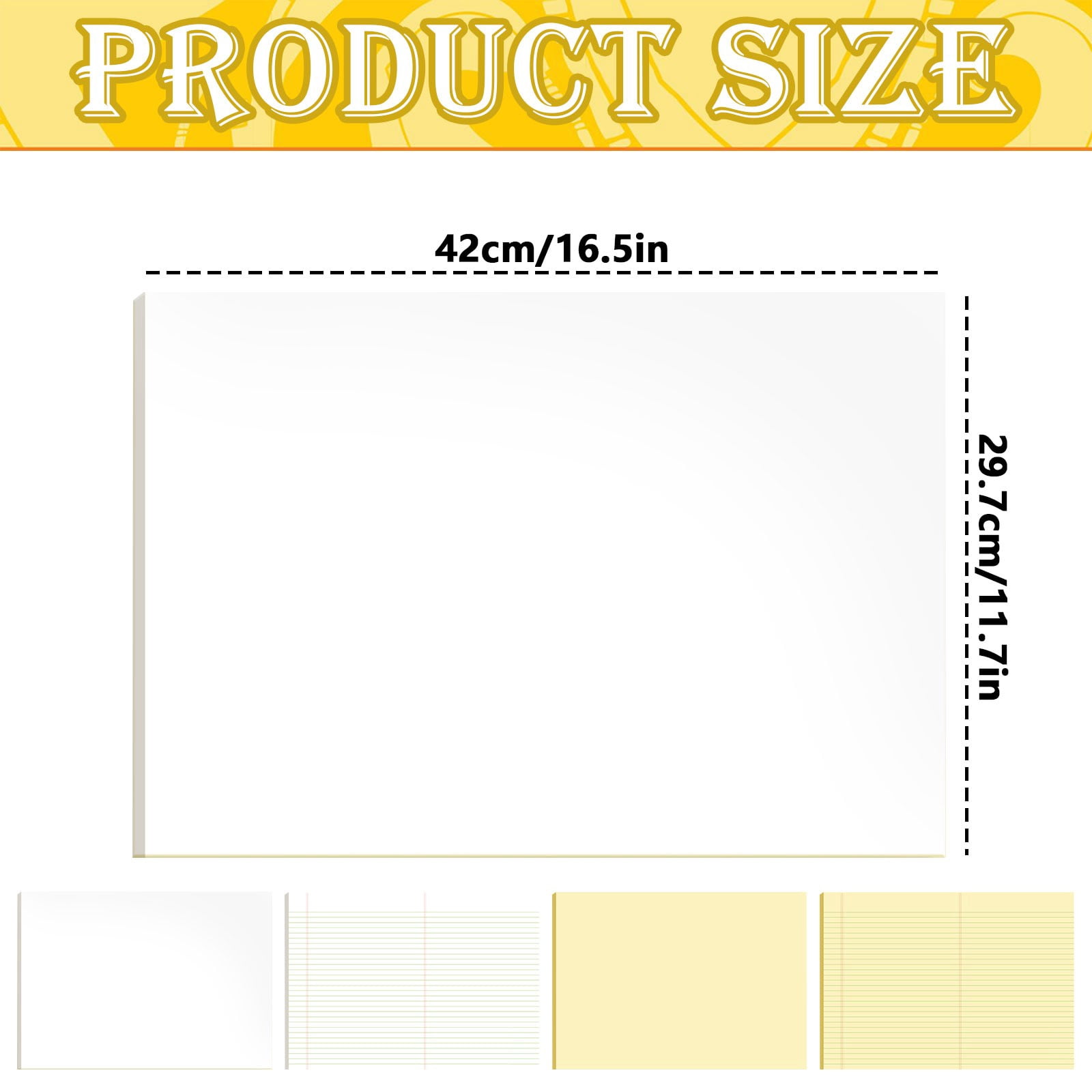 1 Pc White Note Pads, Blank Writing Paper Notebook, Large Legal Notepads, Writing Note Pads for Office, Notes Supplies, 16.5x11.7 inch
