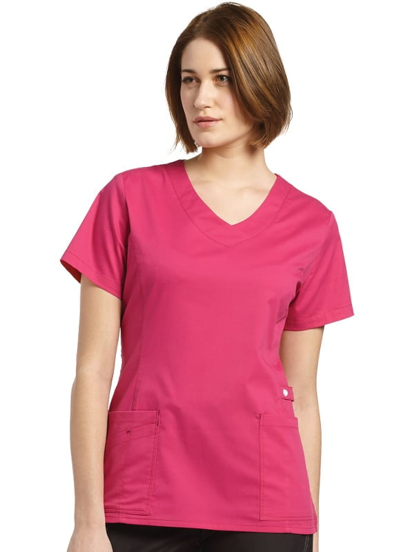 Allure by White Cross Women's Curved VNeck Solid Scrub Top