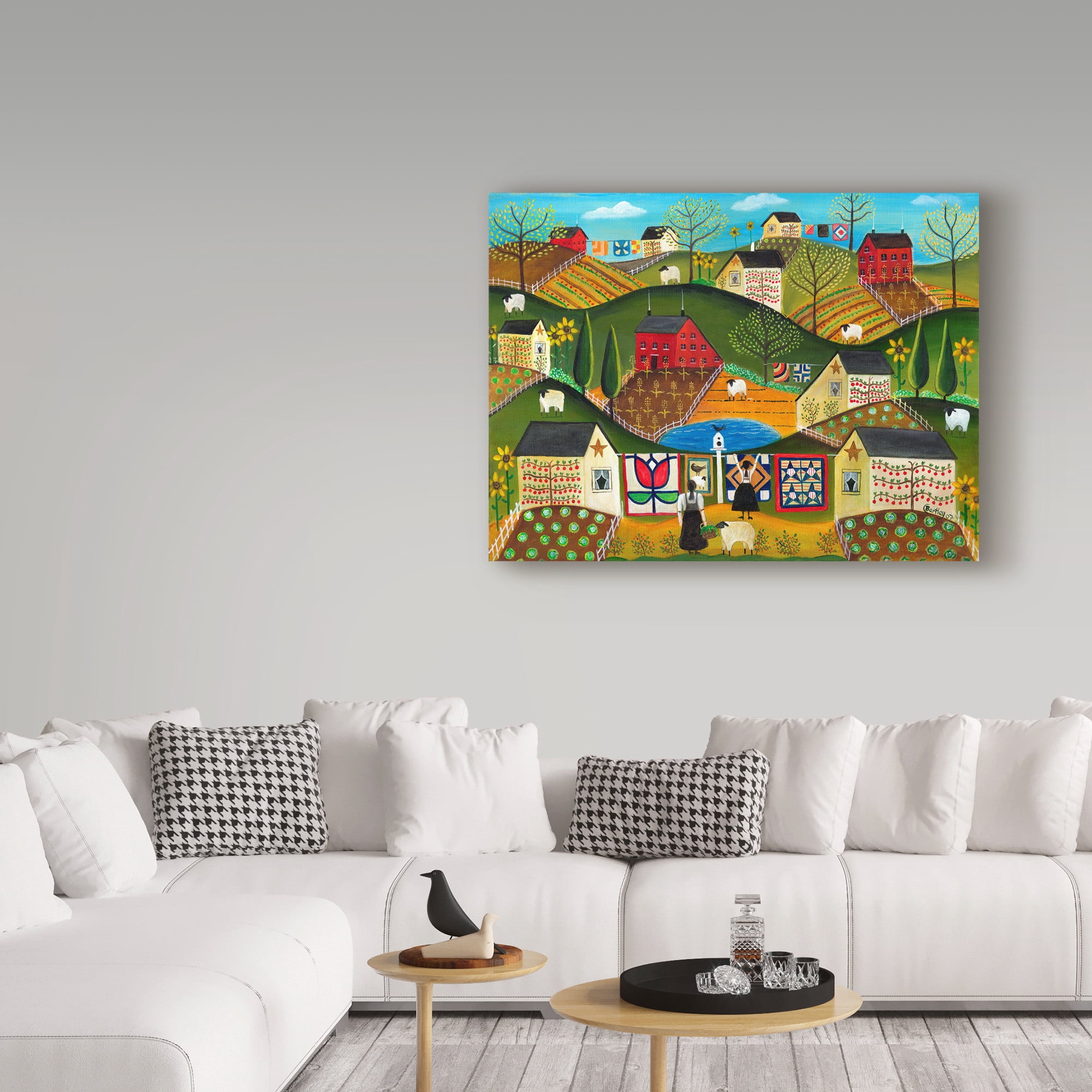 Trademark Fine Art 'Country Garden Folk Art Quilts' Canvas Art by Cheryl Bartley