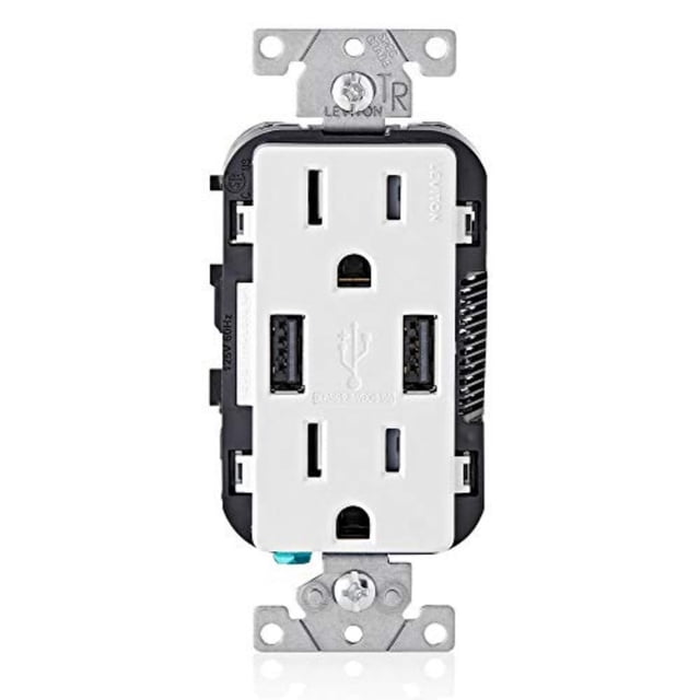 Receptáculo dúplex resistente a manipulaciones y cargador/manipulación Leviton T5632-W