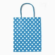 12CT Polka Dots Kraft Gift Bag with Sturdy Handle - Medium, Turquoise