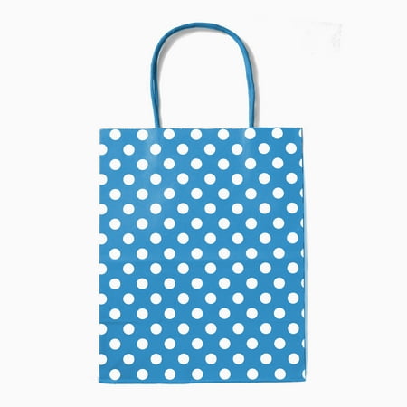 Purple Flowers Gift Bag - 12CT Polka Dots Kraft Gift Bag with Sturdy Handle - Medium, Turquoise