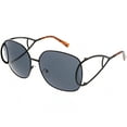thumbnail image 2 of Women's Open Metal Arms Oversize Sunglasses Square Colored Lens 65mm (Black / Smoke), 2 of 4