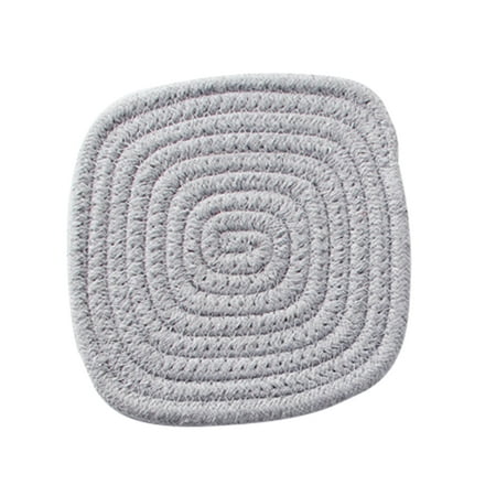 

Meizhencang Cup Mat Anti-slip Heat Insulation Portable Handmade Spiral Cotton Rope Woven Square Coaster for Kitchen