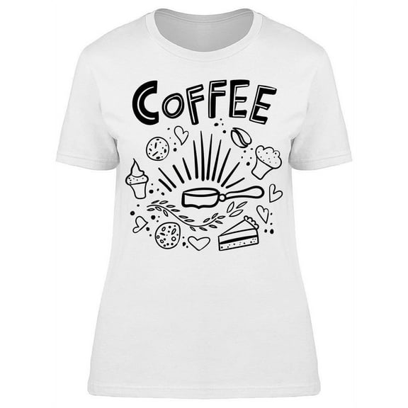 Coffee Icons T-Shirt Women -Image by Shutterstock, Female Large