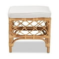 thumbnail image 3 of Baxton Studio Orchard Modern Bohemian White Fabric Upholstered and Natural Brown Rattan Ottoman, 3 of 6