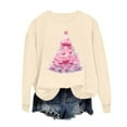 thumbnail image 4 of Xdegoge Womens Christmas Sweatshirt Crew Neck Long Sleeve Tops Xmas Tree Graphic Shirts Fashion Oversized Christmas Sweaters for Women Sequin Christmas Sweatshirt, Khaki M, 4 of 6