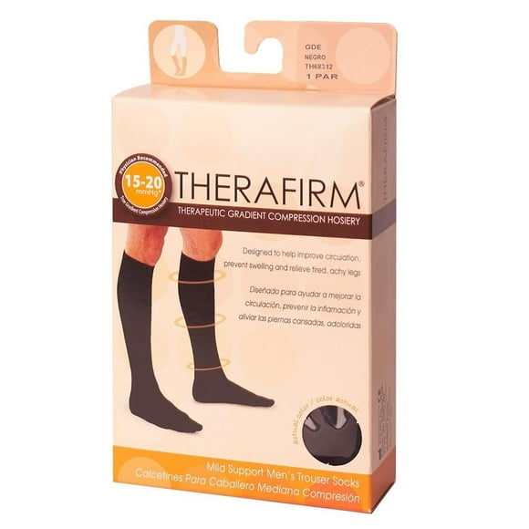 Calcetín de Compresión Therafirm para Caballero Talla Grande Negro