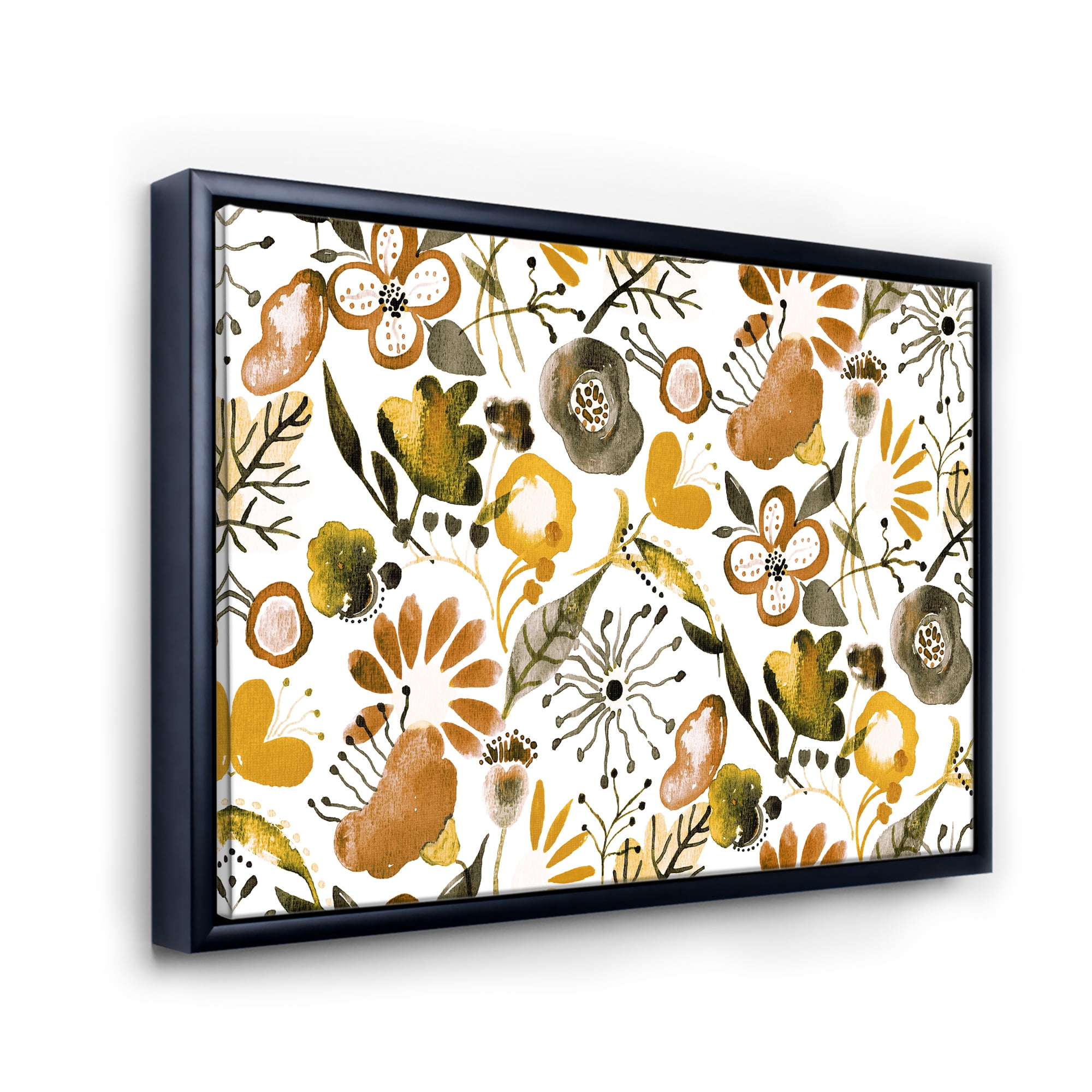 Vital Abundance Of Wildflowers I 20 in x 12 in Framed Painting Canvas Art Print, by Designart