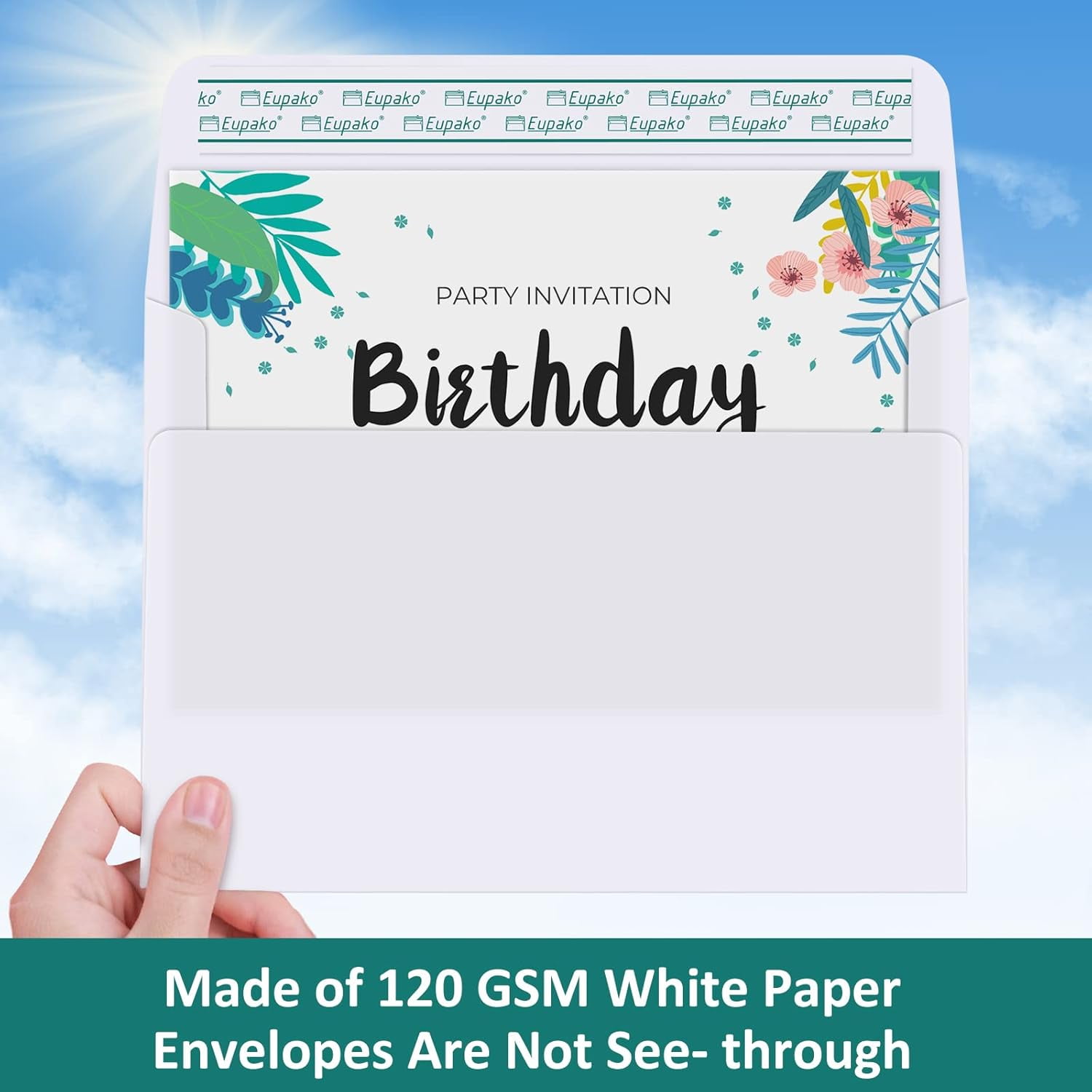 50 Pack White-Blank-Cards-and-Envelopes-5x7-Heavyweight-Folded-Cardstock-and-A7-Envelopes-Self-Seal for DIY Greeting Cards, Invitations, Wedding, Baby Shower, Birthday
