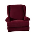 thumbnail image 3 of AMLESO Wing Back Arm two Pieces Wingback Sofa Slip Burgundy, 3 of 8