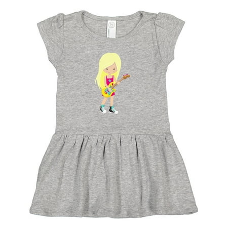 

Inktastic Rock Girl Blonde Hair Guitar Player Band Music Gift Toddler Girl Dress