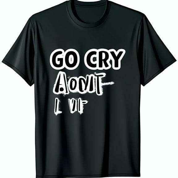 Bold Black T-Shirt with Graffiti Style GO CRY ABOUT IT Chest Graphic