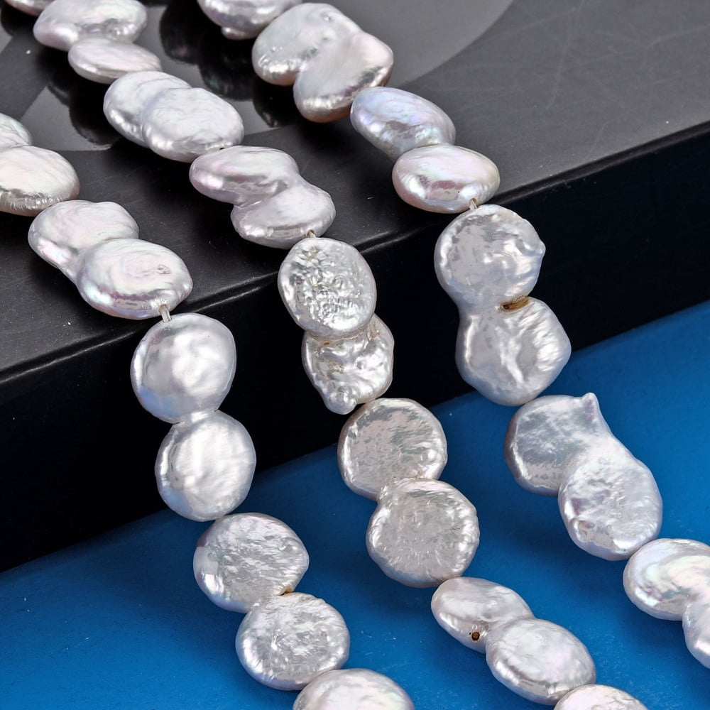 1Strand Natural Keshi Pearl Beads Strands Cultured Freshwater Pearl 8 Shape Seashell Color 17~22x11~13x4~8mm Hole: 0.6mm about 19~20pcs/strand 15.35 inch(39cm)