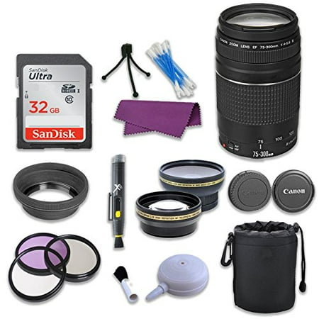 Camera Canon T5i Canon EF 75-300mm f/4-5.6 III Telephoto Zoom Lens & SanDisk 32GB Memory Card for Canon EOS Rebel T5i Digital SLR Camera ()