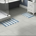 thumbnail image 2 of Garland Rug Beach Stripe Washable Bath Rug Set, 2 Piece Set (17"x24" Bath Rug, & 21"x34" Bath Rug) Basin Blue/White, 2 of 6