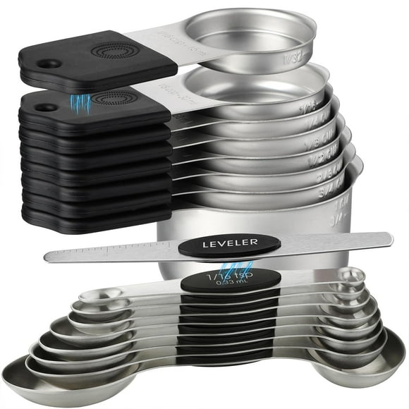 Juego de tazas y cucharas medidoras magnéticas YAMOLIN de acero inoxidable