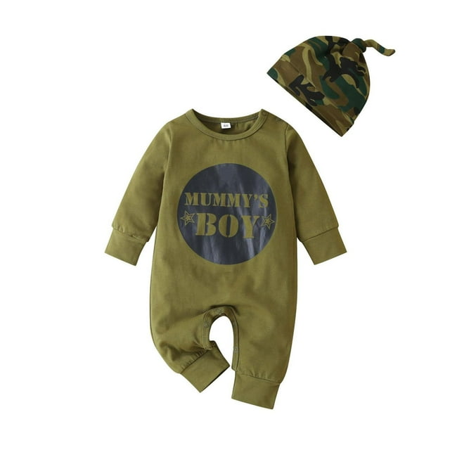WEIYLL Outfits For Girls Children'S Autumn Camouflage Infant Alphabet Print Jump Baby Outing Crawling Army Green Clothes Set Size 100