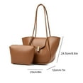 thumbnail image 2 of HUISZJ PU Leather Tote Handbag, Large Capacity Shoulder Bag, Retro Tote Bag for Work Travel Outdoor (Brown), 2 of 8