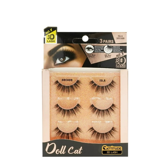 Pares de pestañas postizas EBIN NEW YORK Cattitude 3D Lash, 3 pares