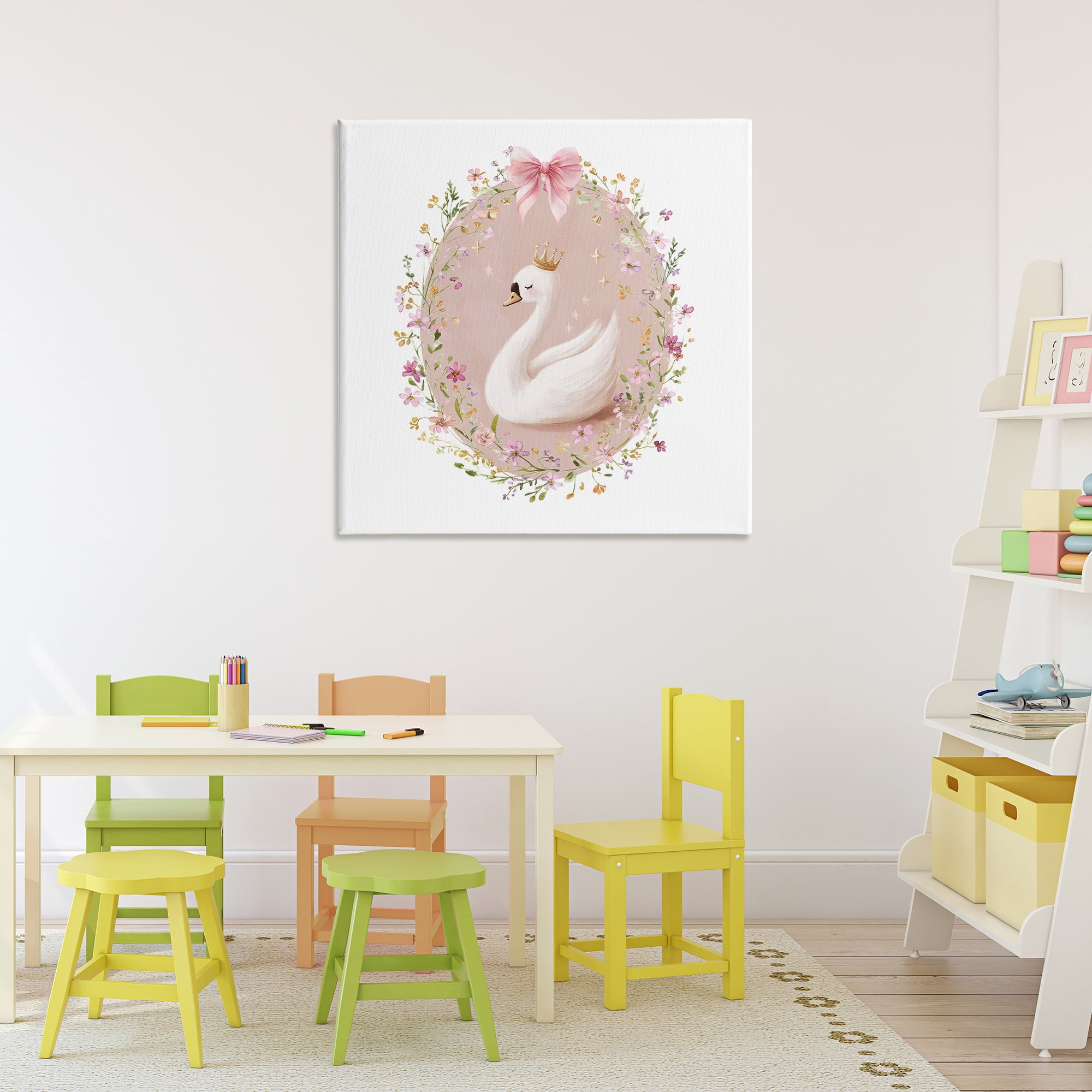 Stupell Industries Queen Swan with Florals Canvas Wall Art, design by Christine Simpson Art