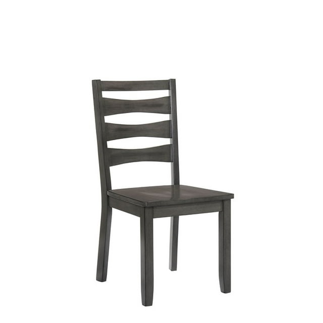 Wooden Side Chair With Slat Back Design, Gray, Pack Of Two