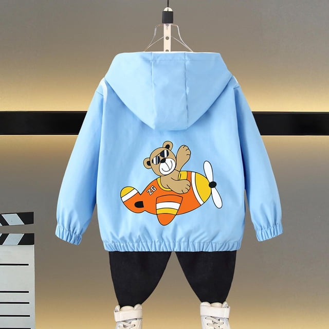 LOVZFMLL Vestes pour Filles Printemps Veste à Manches Longues à Capuche Décontractée Fine 2-3 Ans