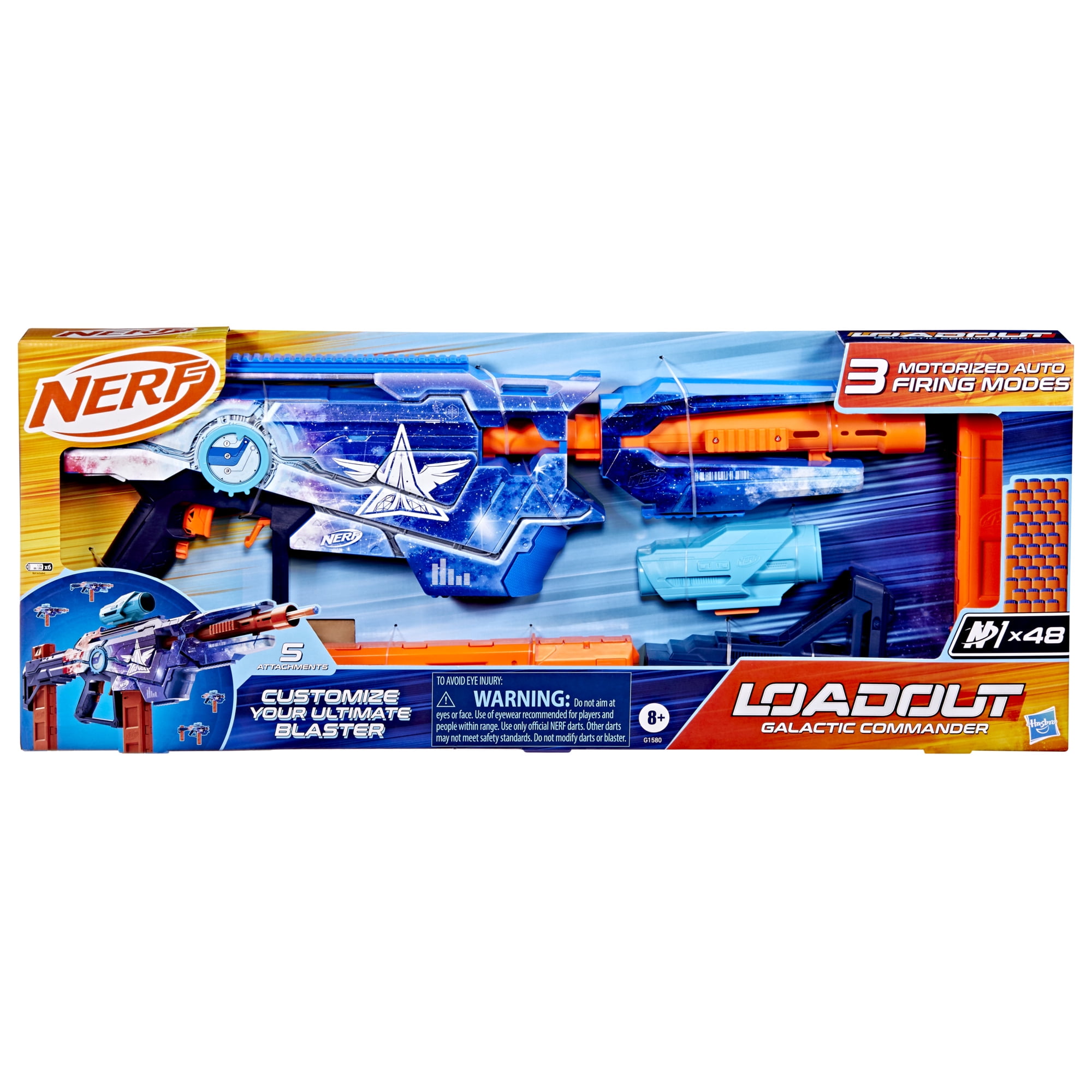 Nerf Loadout Galactic Commander Motorized Foam Dart Blaster, 3 Attachments, and 48 N1 Darts, Ages 8+