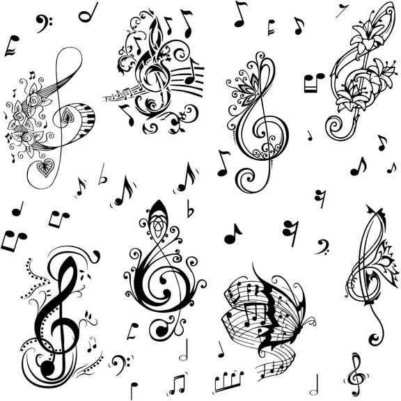 PVC Wall Sticker Rectangle Shape for Window or Stairway Home Decoration Musical Note 190x140mm 8sheets/set