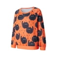 thumbnail image 3 of Liacowi Women Juniors Halloween Sweatshirt Skull Ghost Cat Pumpkin Print Long Sleeve Loose Pullover Tops Casual Streetwear for Teen, 3 of 9