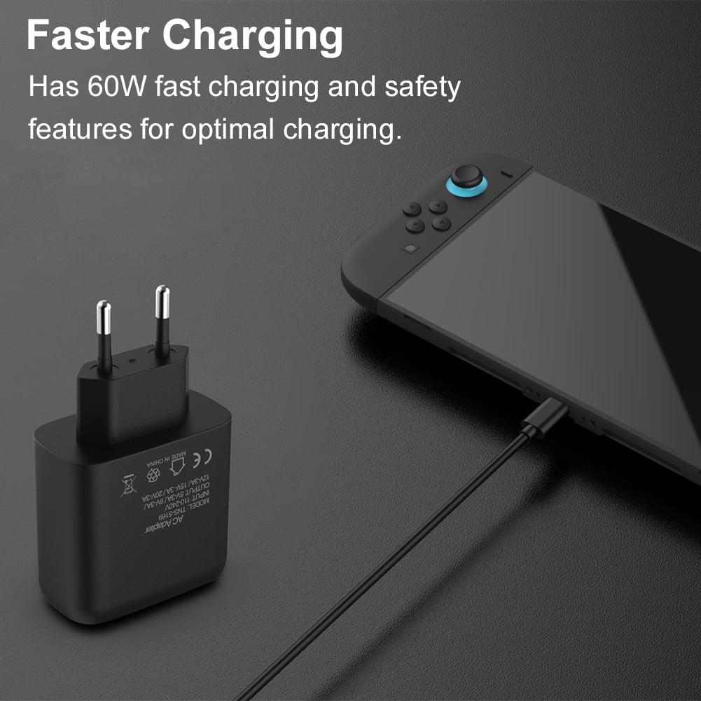 HUISZJ 60W Charger, AC Power Adapter Charger, Console AC Adapter Power Supply with USB C Cable Type C Charger