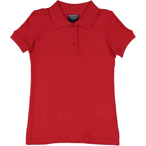 Beverly Hills Polo Club Girls School Uniform Short Sleeve Pique Polo