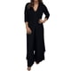 thumbnail image 1 of Conjunto de dos piezas de gasa para mujer talla grande: top de cuello en V y manga larga + pantalones, traje de playa, diseño con abertura, para primavera-verano, 1 of 8