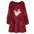thumbnail image 2 of Fleece Pullover Women Heart Graphic Warm Loose Casual Sweatshirts Crew Neck Long Sleeve Fuzzy Sweaters Oversized Cozy Winter Outfits 2025 Cute Thermal Lightweight Soft Comfy Tops with Pockets, 2 of 3