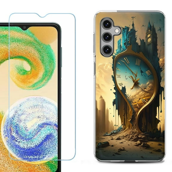 Phone Case for Samsung Galaxy A35 5G, with Tempered Glass Screen Protector, by OneToughShield - Melting Clock