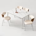 thumbnail image 3 of GrandNoor Modern Boucle Dining Chairs Set of 2,Faux Leather Kitchen & Dining Room Chairs,Curved Backrest Upholstered Dining Chairs with Metal Legs, White, 3 of 16