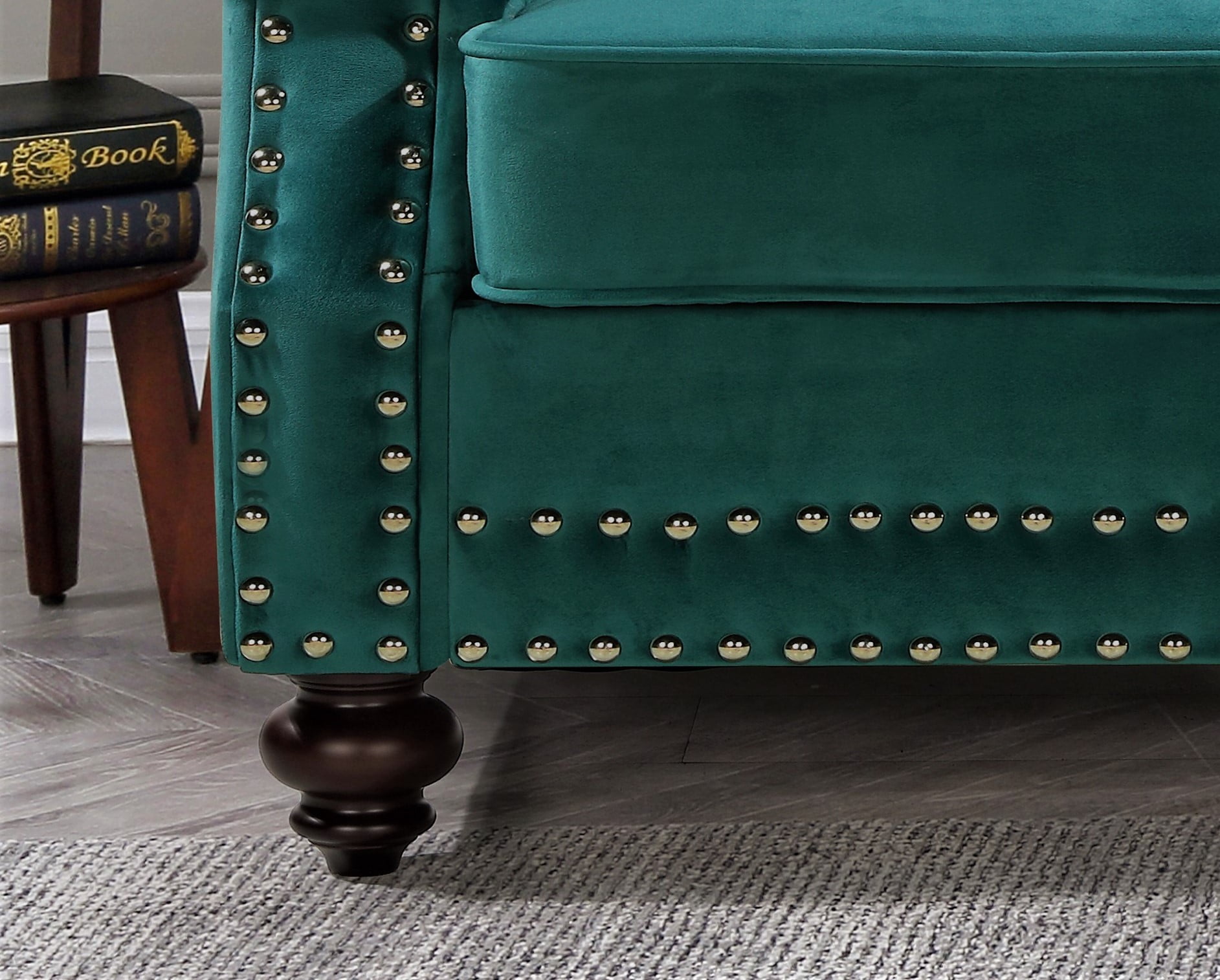 Uspridefurniture Feingold 85'' Velvet Rolled Arm Sofa,Green