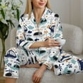 thumbnail image 6 of Pajama Sets for Women 2 Pcs, Cartoon Helicopters Button Down Long Sleeve Sleepwear Lounge PJ Sets, 6 of 6