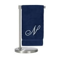 thumbnail image 2 of Monogrammed Bath Towel, Personalized Gift, 27 x 54 inches - Set of 2 - Silver Script Embroidered Towel - 100% Turkish Cotton- Soft Terry Finish - for Bathroom or Spa - Script N Navy, 2 of 3