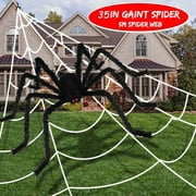 BASSTOP Halloween Giant Spider Decorations, 20inch Large Fake Spider Realistic Scary Prank Props for Indoor Outdoor Yard Party Halloween Decor