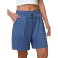 thumbnail image 3 of Women Sweat Shorts Summer Loose Athletic Short Drawstring Waist Lounge Running Shorts with Pockets, 3 of 8
