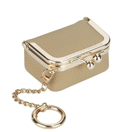 Royal Bagger Genuine Cow Leather Mini Jewelry Box Coin Purse for Women Solid Color Kiss Lock Change Pouch with Detachable Chain Small Storage Bag 2894