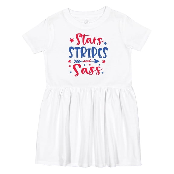 Inktastic 4th of July Stars Stripes and Sass Blue and Red Stars Girls Toddler Dress