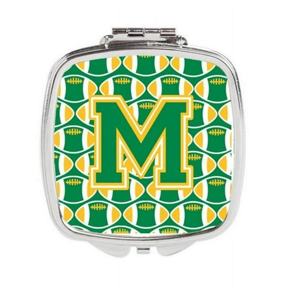 Letter M Football Green & Gold Compact Mirror