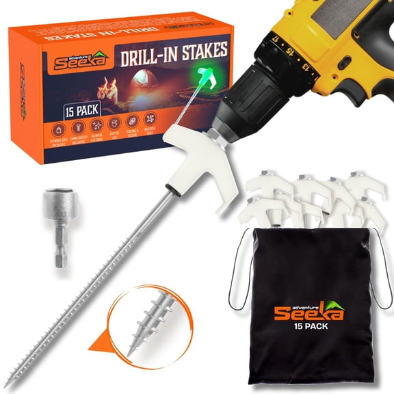 Ancla de tierra perforadora Tent Stakes Adventure Seeka, paquete de 15 unidades