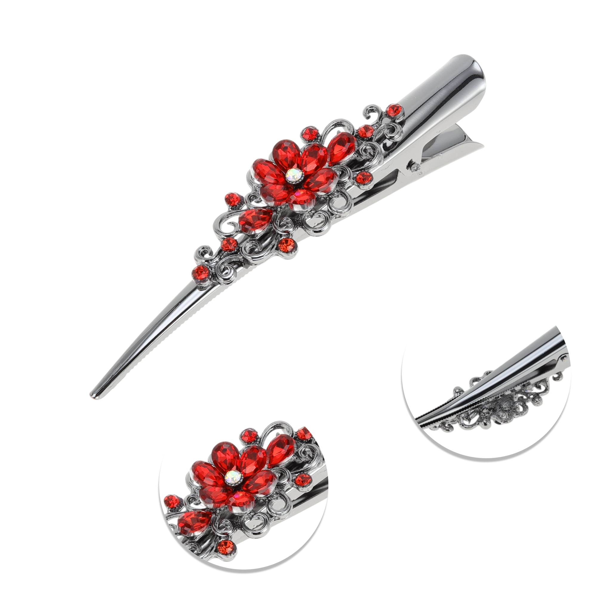Unique Bargains Vintage Home Use Daily Styling Floral Hair Clips Red