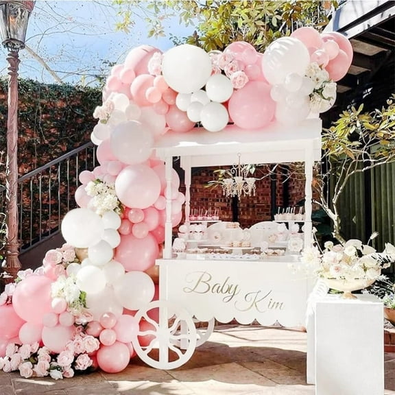 AYUQI Balloon Arch Kit Pink White, Pastel Baby Pink Balloon Garland Arch Kit for Baby Shower Birthday Wedding Confession Valentine's Day Birthday Party Backdrop Decorations