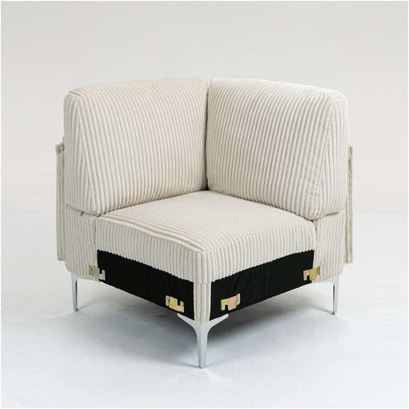 JERFIT Beige Corduroy Modular Sectional Sofa Corner Seat, Middle Seat Couch with Soft Cushions, Modern Living Room Furniture