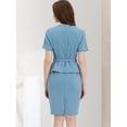 thumbnail image 4 of Vestido de oficina Allegra K Dos piezas Gris azul XS, 4 of 5